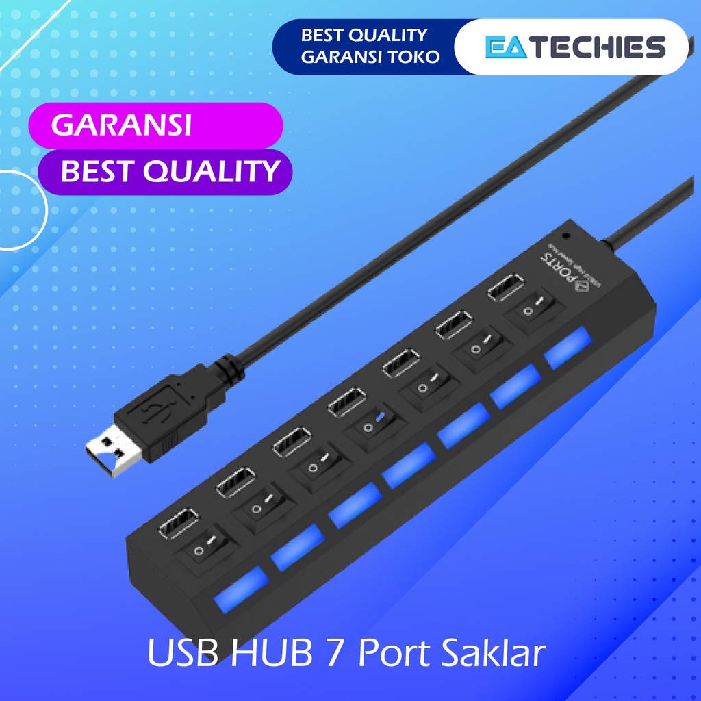 USB Hub Cabang 7 Port Saklar On Off Hiqh Speed Top Quality 100% ORIGINAL