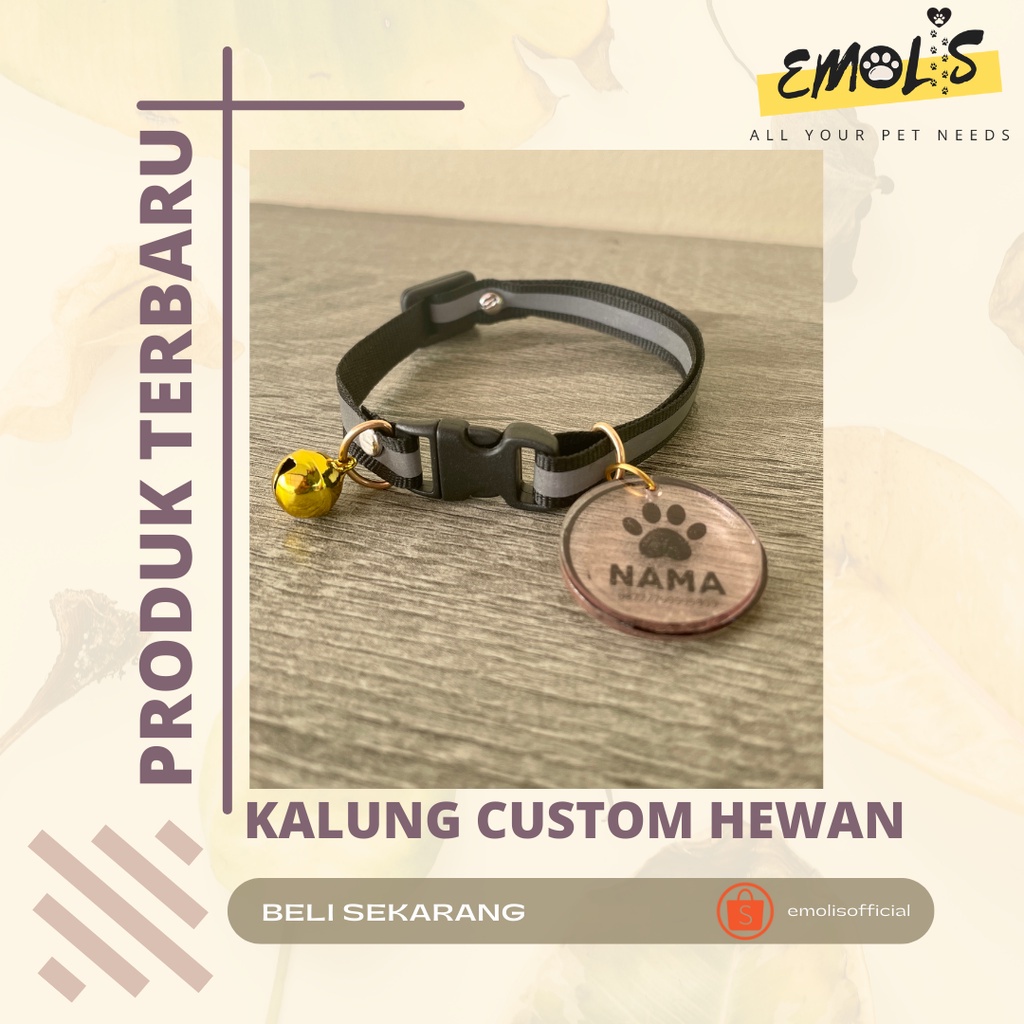 Kalung Hewan Peliharaan Motif Stripe / Custom Nama  Kucing Anjing Kelinci Hamster Adjustable Dapat disesuaikan KH01 PGM