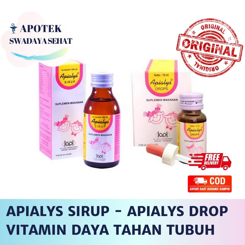 APIALYS Sirup 100 ML Dan Apialys Drop 10 ML Multivitamin Suplemen Bayi Anak Dewasa Daya Tahan Tubuh