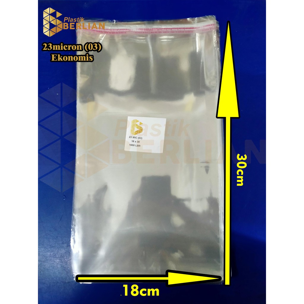 

18 x 30 cm Plastik OPP EKONOMIS 23micron (100 lbr) (lem/seal)