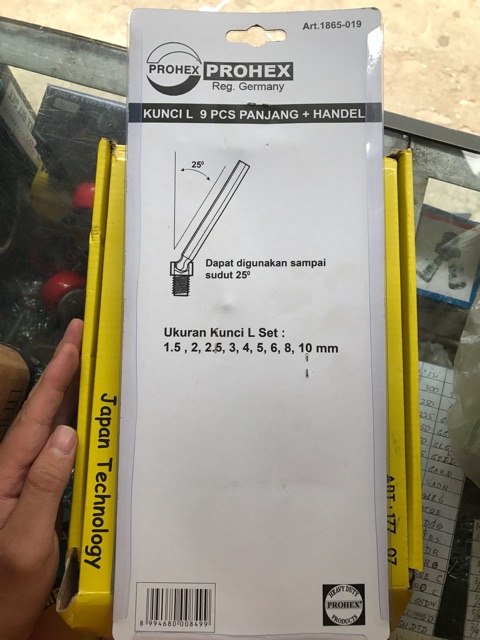 Kunci L Set Long Bulpoint 9pcs + Handle Prohex
