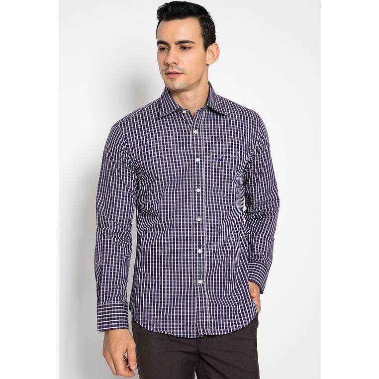 Kemeja Formal - Kemeja Pria - Lengan Panjang - Motif Kotak - Ungu - JFSH.650.W376.481.7C L/S
