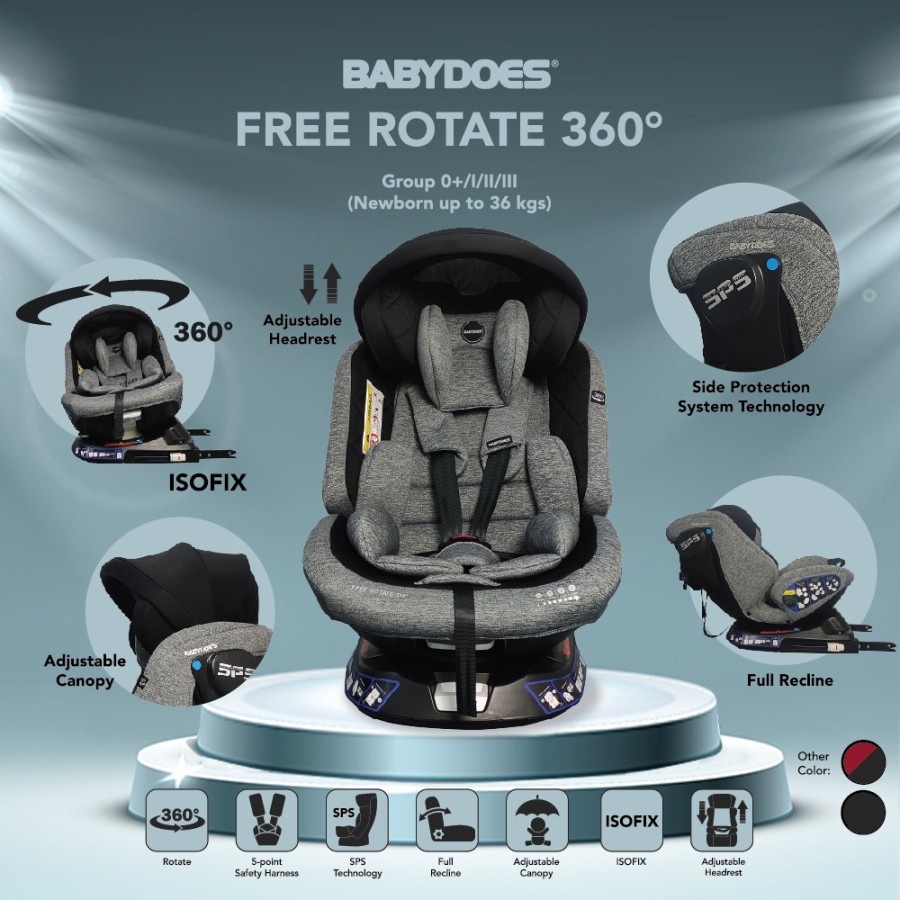 gojek - Carseat Babydoes Free Rotate Isofix / full rotate / transporter / westwood/ justice league/ babyelle revo/ Secure+