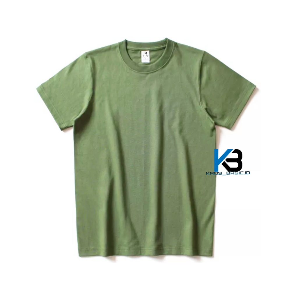 KBI KAOS POLOS PREMIUM 100% COTTON COMBED HIJAU ARMY - e