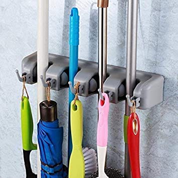 Gantungan Sapu Alat Pel Dengan Hook 4 Slot - BROOM HOLDER