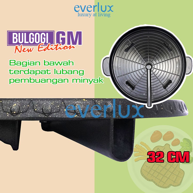 BARBEQUE BULGOGI PAN GM 2150 Pemanggang Grill Korea - Alat Panggang grillpan Anti lengket bulat