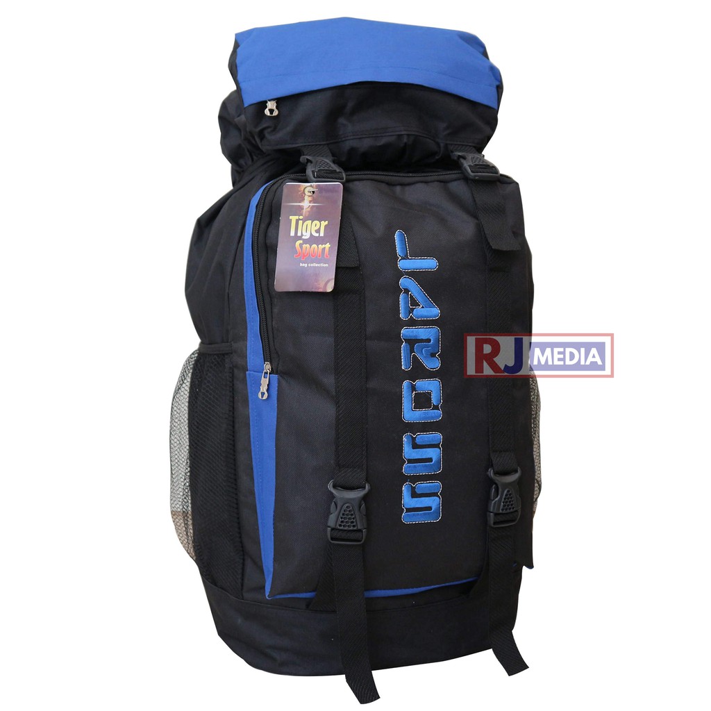 Tas Carrier Gunung Laros Biru Tas Ransel Besar Backpack Adventure Tas Muncak Hiking Traveling Mendaki Mudik Bahan Tebal Jahitan Kuat Awet Muat Banyak