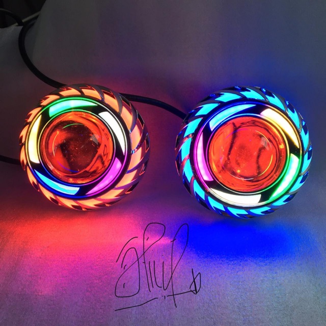 Lampu Led Utama Motor Projie Model Spiral Rainbow