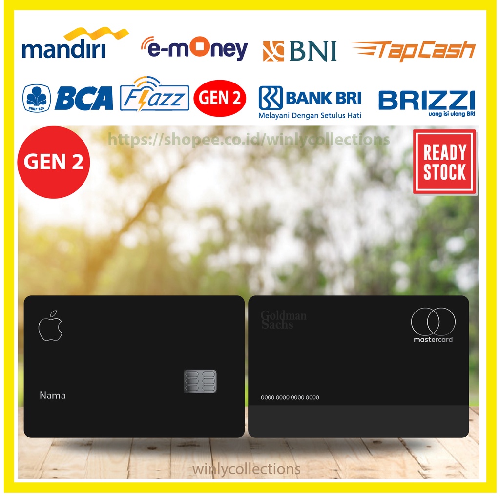 KARTU EMONEY E TOLL DESAIN APPLE CARD BLACK MANDIRI FLAZZ BCA BNI TAPCASH BRIZZI BRI - 2 SISI