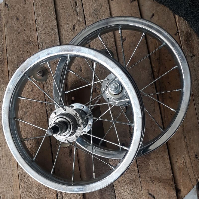 Velg set sepeda anak besi stainless ukuran 12 sudah jadi