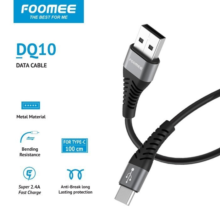 Kabel Type C FOOMEE DQ10 Kabel Data Type C Fast Charging 100CM