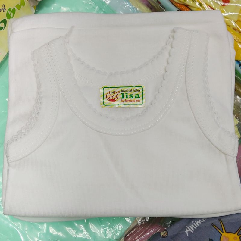 12 Pcs Singlet Anak Lisa Katun | Kaos Dalam Bayi Unisex Pakaian | Sguna 1 2 3 4 5 6 7 8 9 10 11 12 Bulan Tahun | Grosir Lusinan