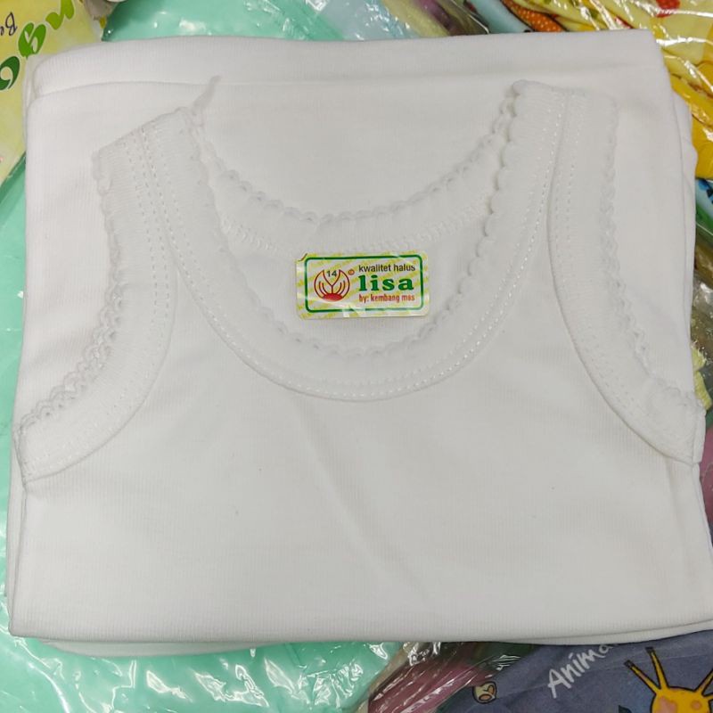 Singlet Anak Lisa Katun | Kaos Dalam Bayi Unisex Pakaian | 1 2 3 4 5 6 7 8 9 10 11 12 Bulan Tahun | Open Ecer Satuan