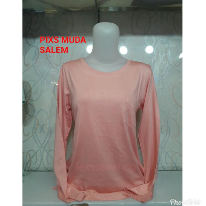 promo kaos cew/atasan cewek/kaos polos cewek lengan panjang / leher o terbaru