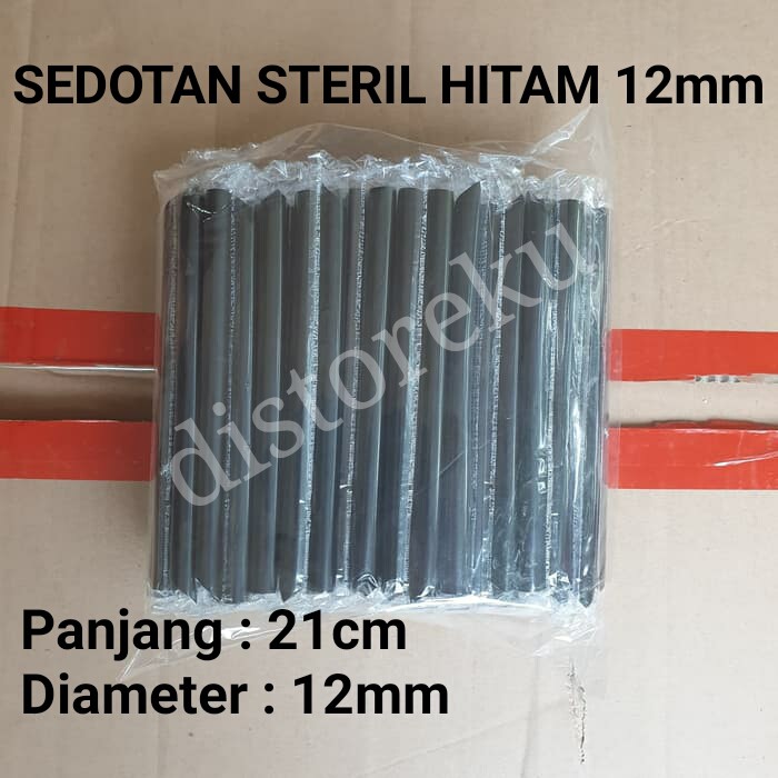 250btg SEDOTAN STERIL HITAM HIGIENIS BUNGKUS PLASTIK 12MM POP ICE BUBBLE BOBA 21cm