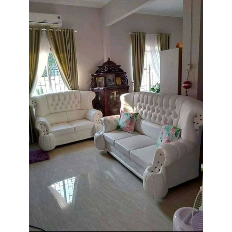 SET SOFA PRESTIGE 321 Enrico's Collection JAGUAR WHITE + Meja Kaca