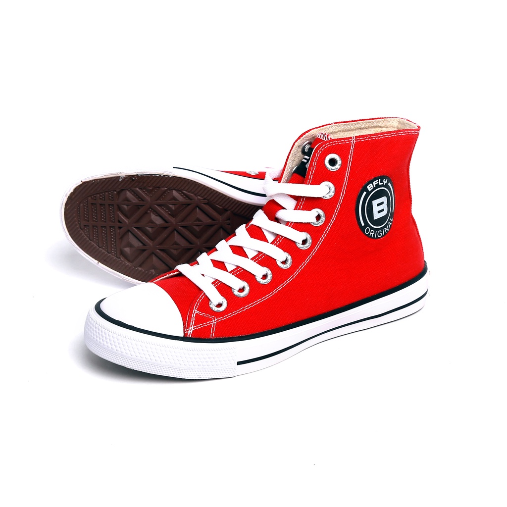 BFLY Sepatu Sneakers Casual Street Style BASIC CLR HIGH Red White Canvas