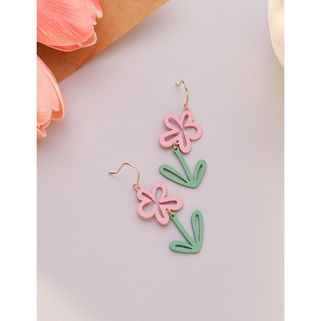 LRC Anting Gantung Fashion Color Mixing Small Daisy Alloy Hollow Earrings K70096