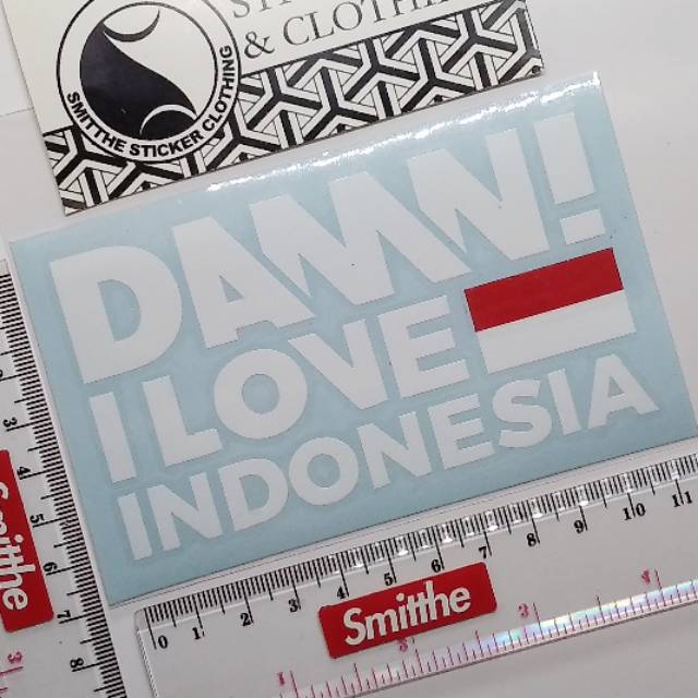 Stiker DAMN I Love Indonesia Logo New unofficial Cutting Sticker untuk aksesoris Mobil Motor