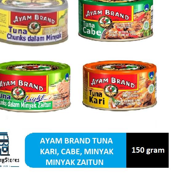 

10.10 Fasion sale Ayam Brand Tuna Chunks in Oil / Olive Oil / Flakes In Oil / Kari / Cabe 150 160 gram !!!