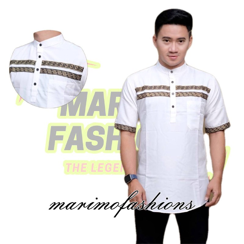 Baju Koko Kurta Pria Dewasa Lengan Pendek Material Catton Adem Serap Keringat