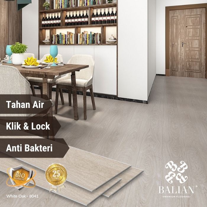 Lantai Vinyl/ Lantai kayu/ Lantai Parket SPC Vinyl Premium BALIAN Floor 6.5mm White Oak