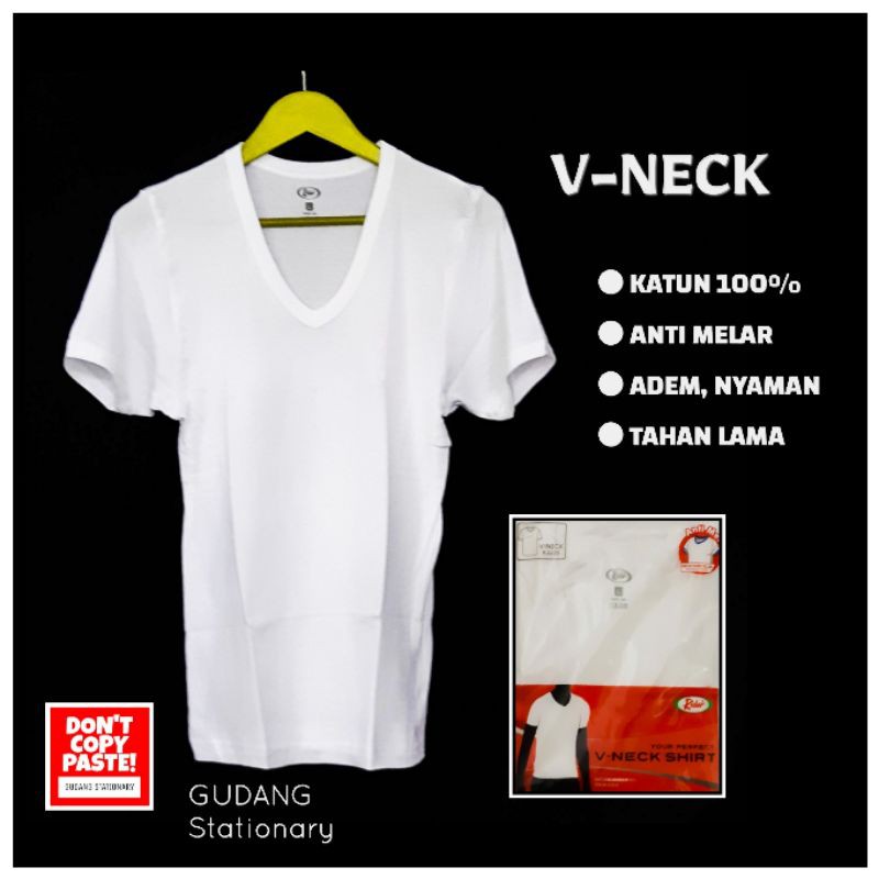 RIDER V-Neck Shirt R.222B Putih