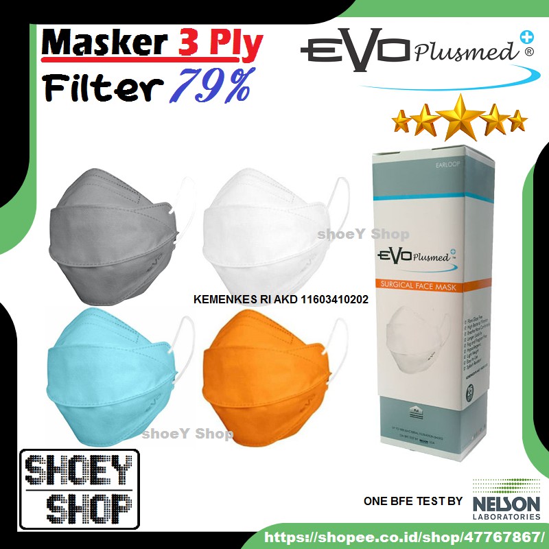  Masker  EVO  Plusmed 3 Ply Masker  Wajah 3Ply Plus  Med  