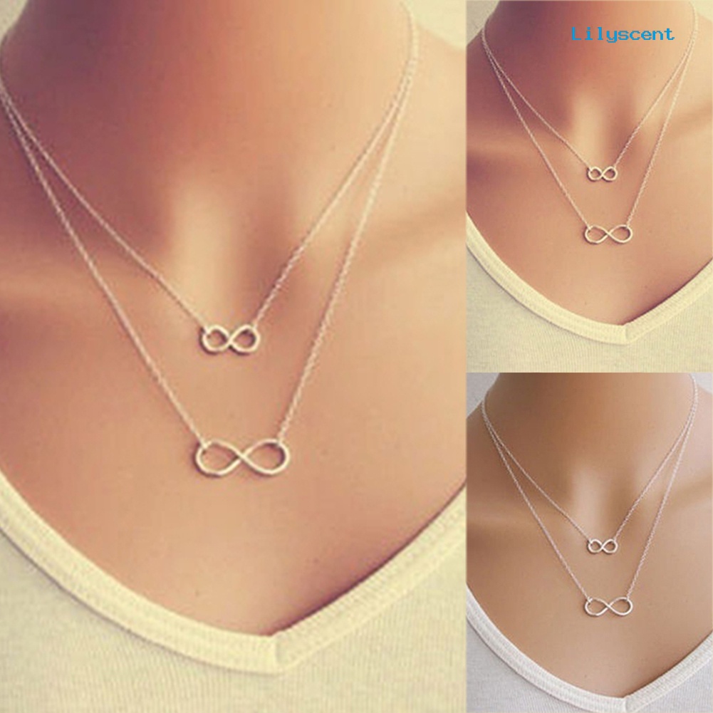 Kalung Choker Rantai Liontin Infinity 8 Untuk Wanita