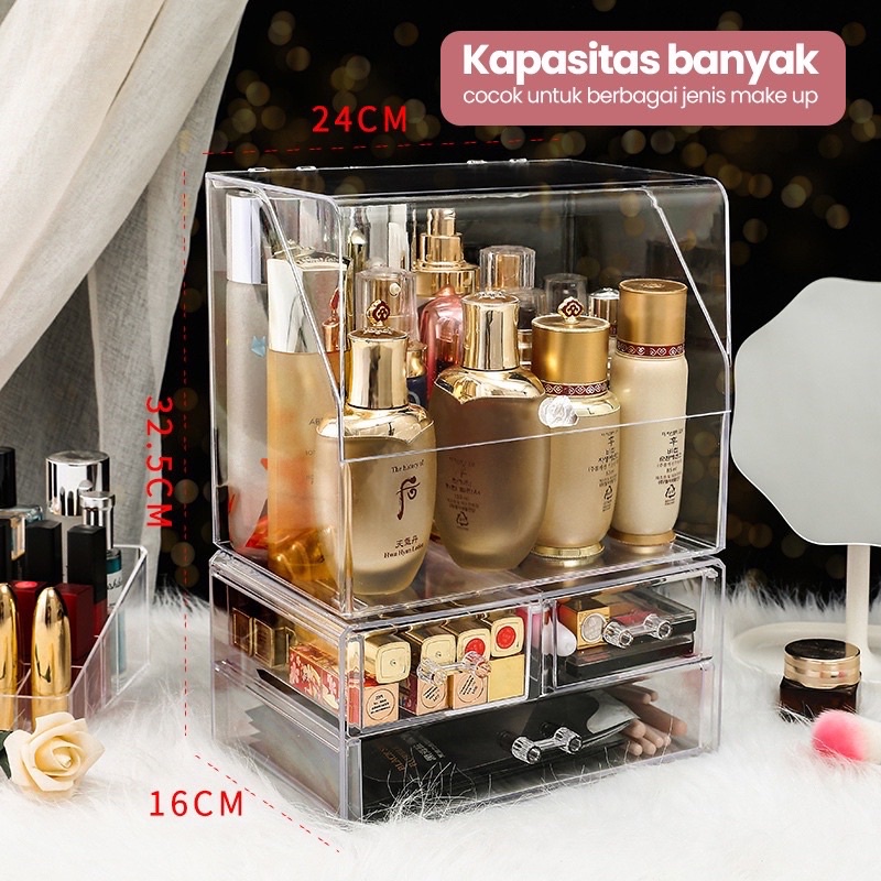 Rak Kosmetik Acrylic Rak Makeup Import Laci Tempat Penyimpanan Large Capacity