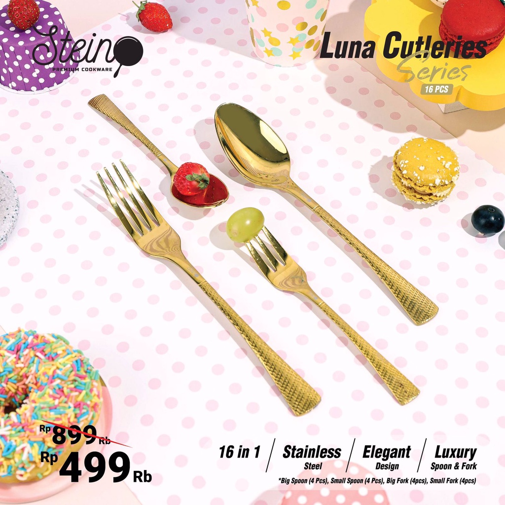 STEIN Cookware LUNA Cutleries Set 16 Pcs Sendok Garpu Stainless