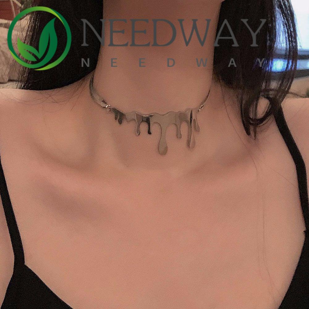 Needway  Party Gift Clavicle Chains Women Girls Fashion Jewelry Necklaces Minimalism Drop Shape Stainless Steel Elegant Cool Hip Hop Punk Choker/Multicolor