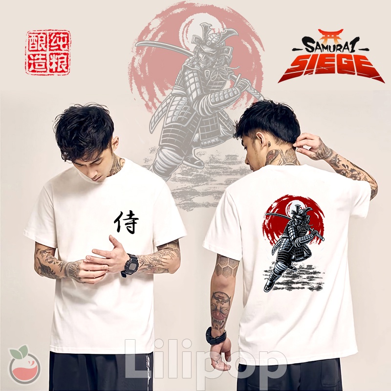 Lilipop Kaos Pria Samurai japan Baju Distro Basic Lengan Pendek Tshirt Kasual C