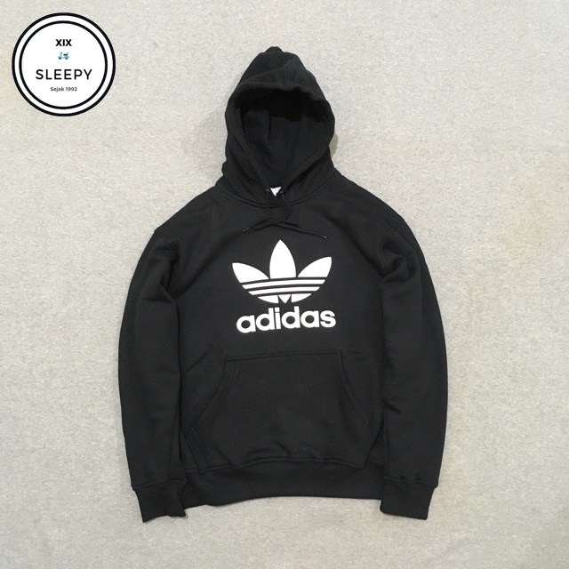 Hoodie Adidas Hitam Oversize trefoil vintage biglogo