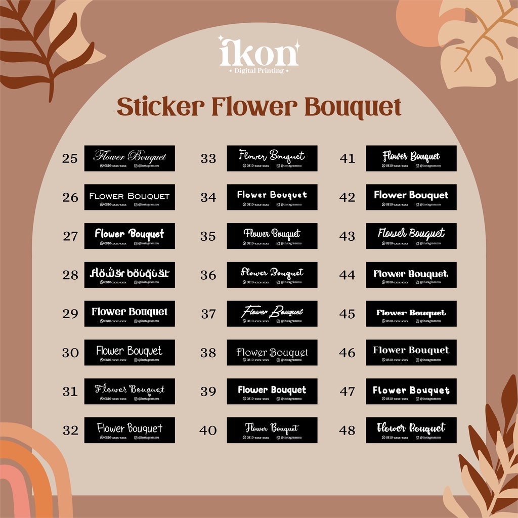 

STICKER FLOWER BOUQUE LANGSUNG TEMPEL UKURAN 1x4 CM / LABEL MEREK / STICKER MEREK BUKAN BORDIR BATCH B