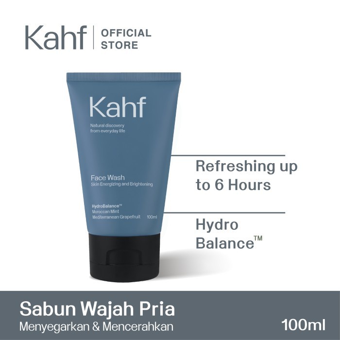 KAHF Sabun Cuci Muka Wajah Pria Anti Minyak Jerawat Oil and Acne Care Face Wash dan Pencerah Kulit Skin Energizing &amp; Brightening 100 ml