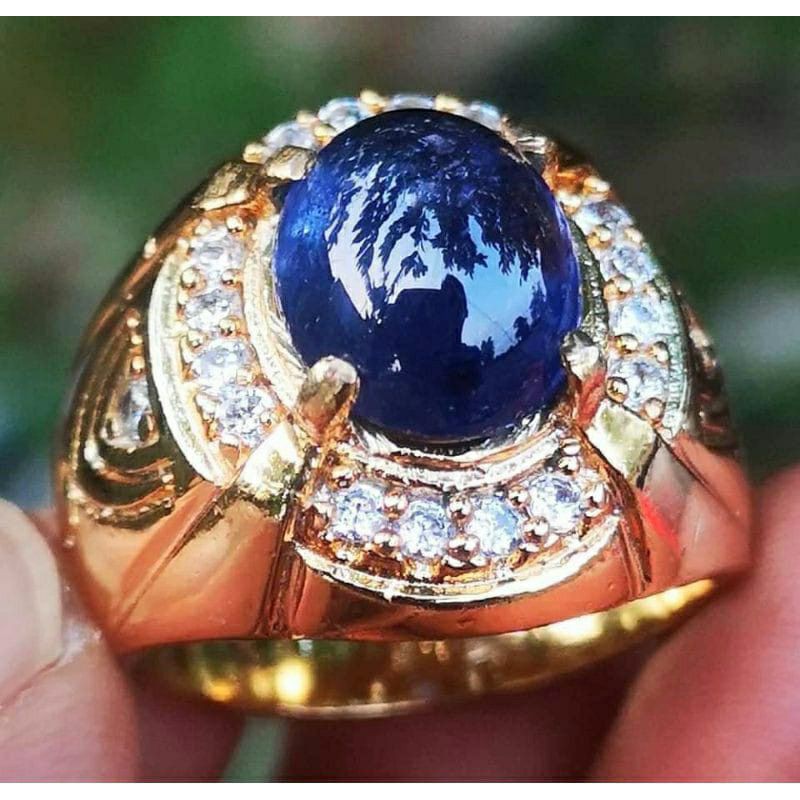 TRMURAH BATU CINCIN BLUE SAFIR ASLI NATURAL SIAP PAKAI