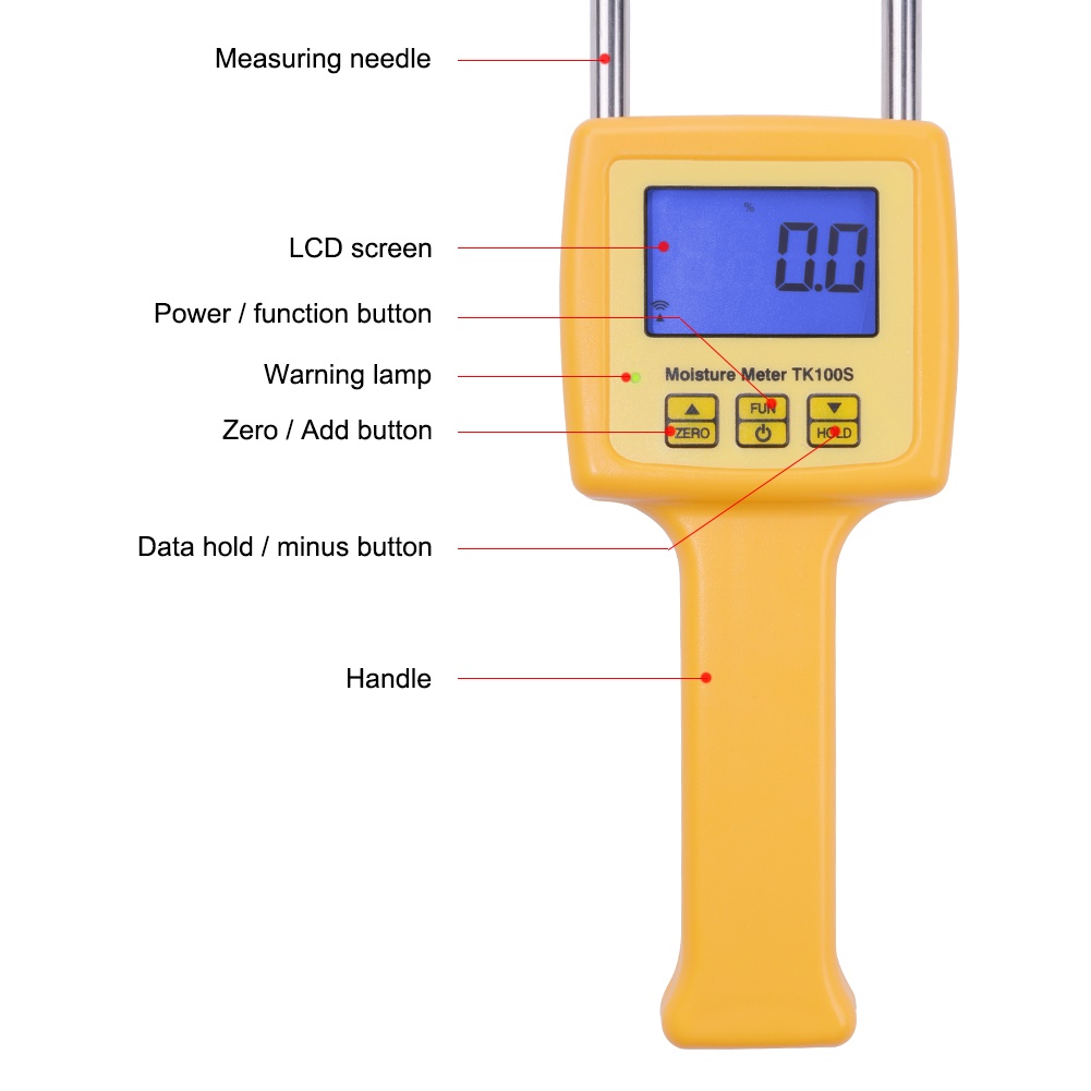 TK100S Digital Grain Moisture Meter Pengukur Kadar Air Untuk Biji/Bubuk Alat Ukur Kelembaban Beras