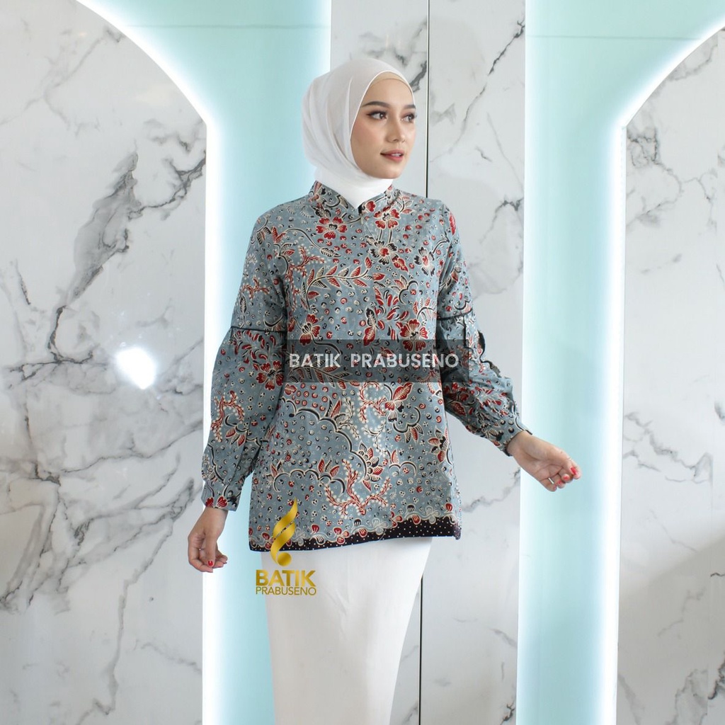 Blus Baju Batik Wanita Casual Formal Katun Halus Kantoran Motif Renata Batik Prabuseno Ori Asli Solo