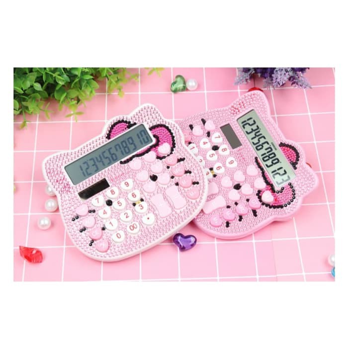 

zavanese Kalkulator Kepala Hello Kitty motif diamond 12 digit