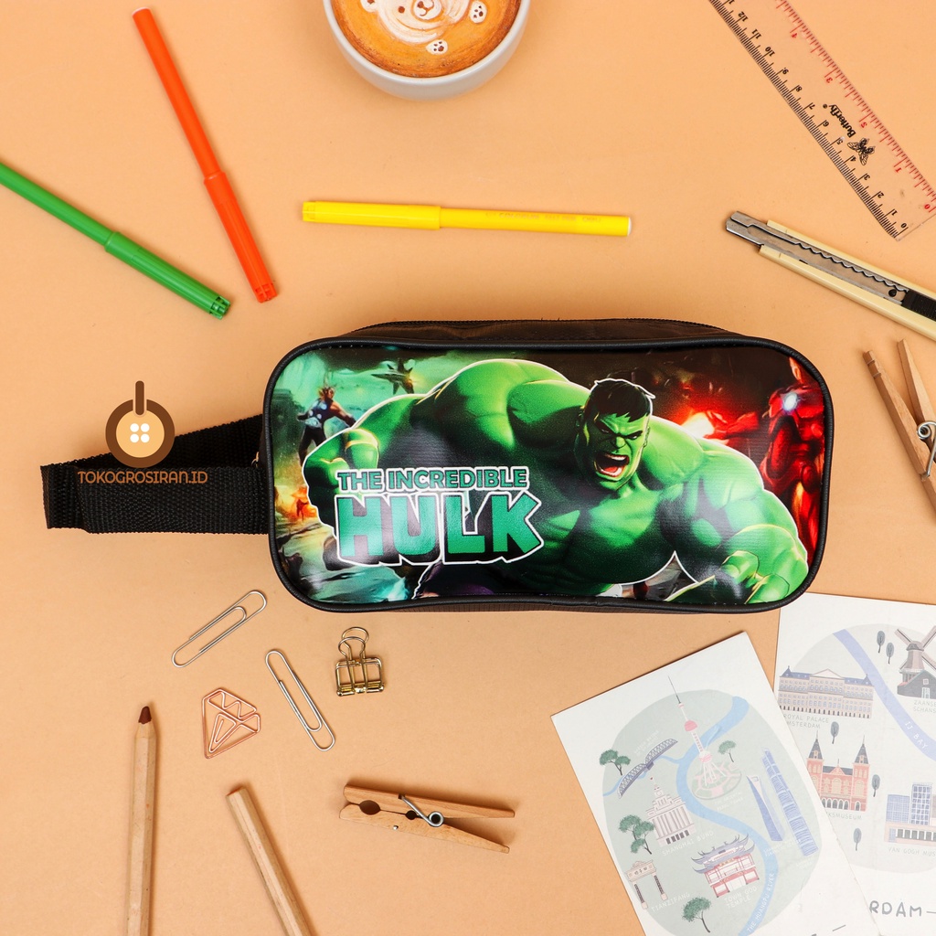 TOKOGROSIRAN.ID - KOTAK PENSIL ANAK COWOK HULUK PENCIL CASE PREMIUM MURAH