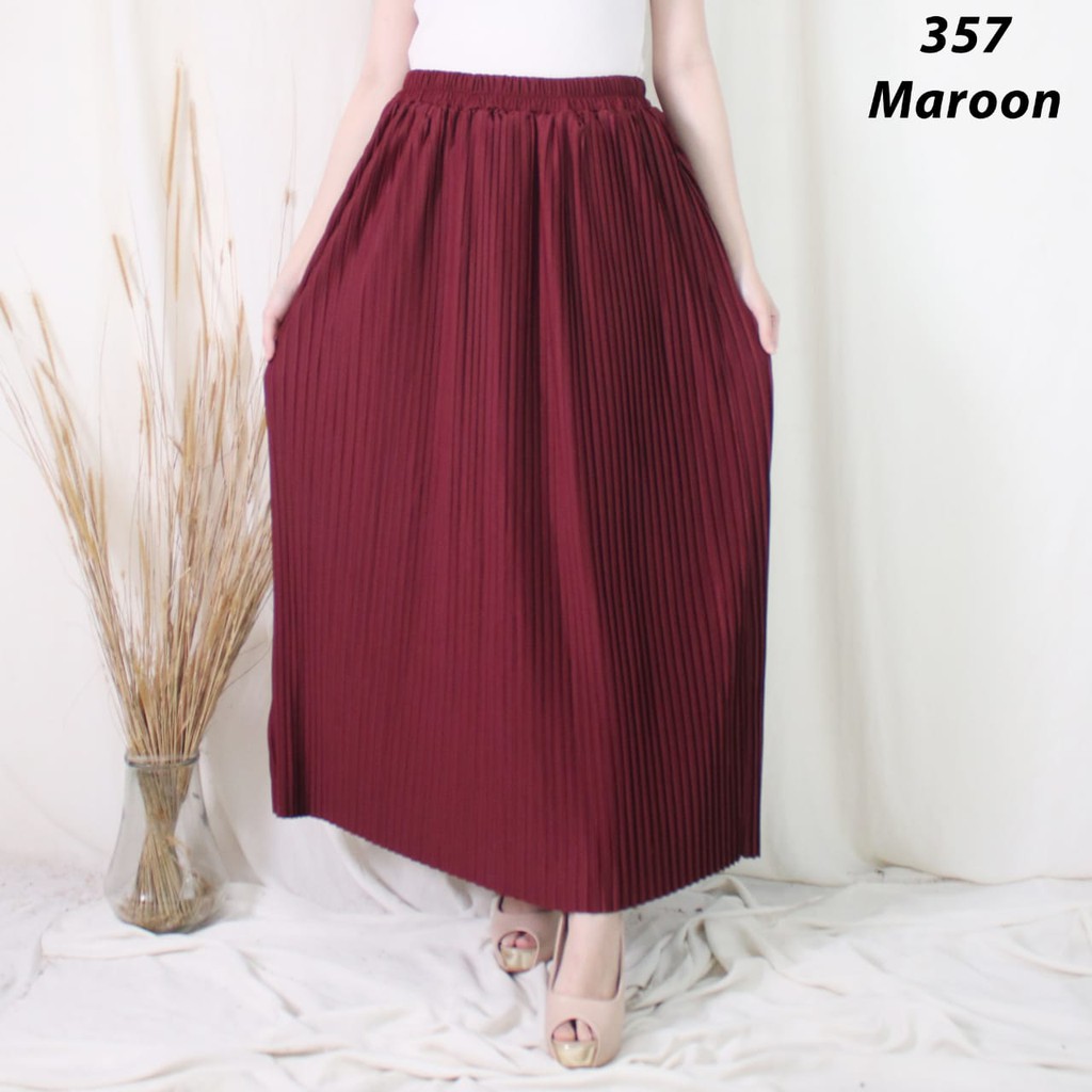 ROK PLISKET MURAH 357 LUVALINE ROK PLISKET PANJANG PLEATED SKIRT FLARE SKIRT MAYUNG FLOWY REMPEL