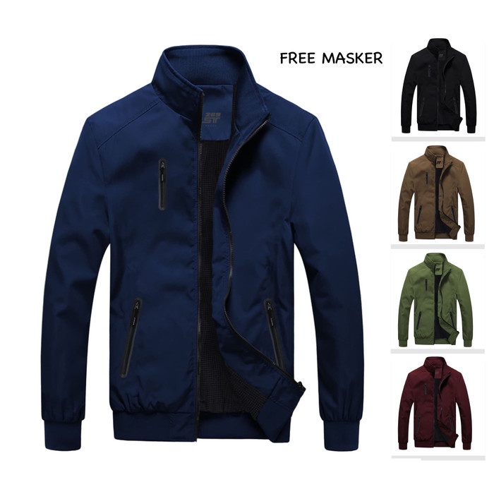 Jaket Parasut Polos Pria Ghost Reborn Mayer Waterproof Premium Casual - Hitam, S