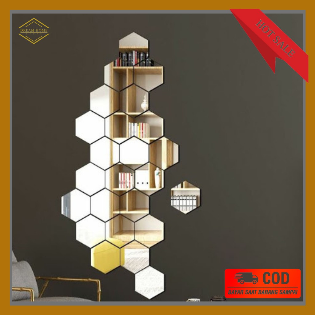 Cermin Hexagonal (Cermin Asli) Kaca Hexagonal Cermin Hexagon Kaca Hexagon Kaca Cermin Hexagonal