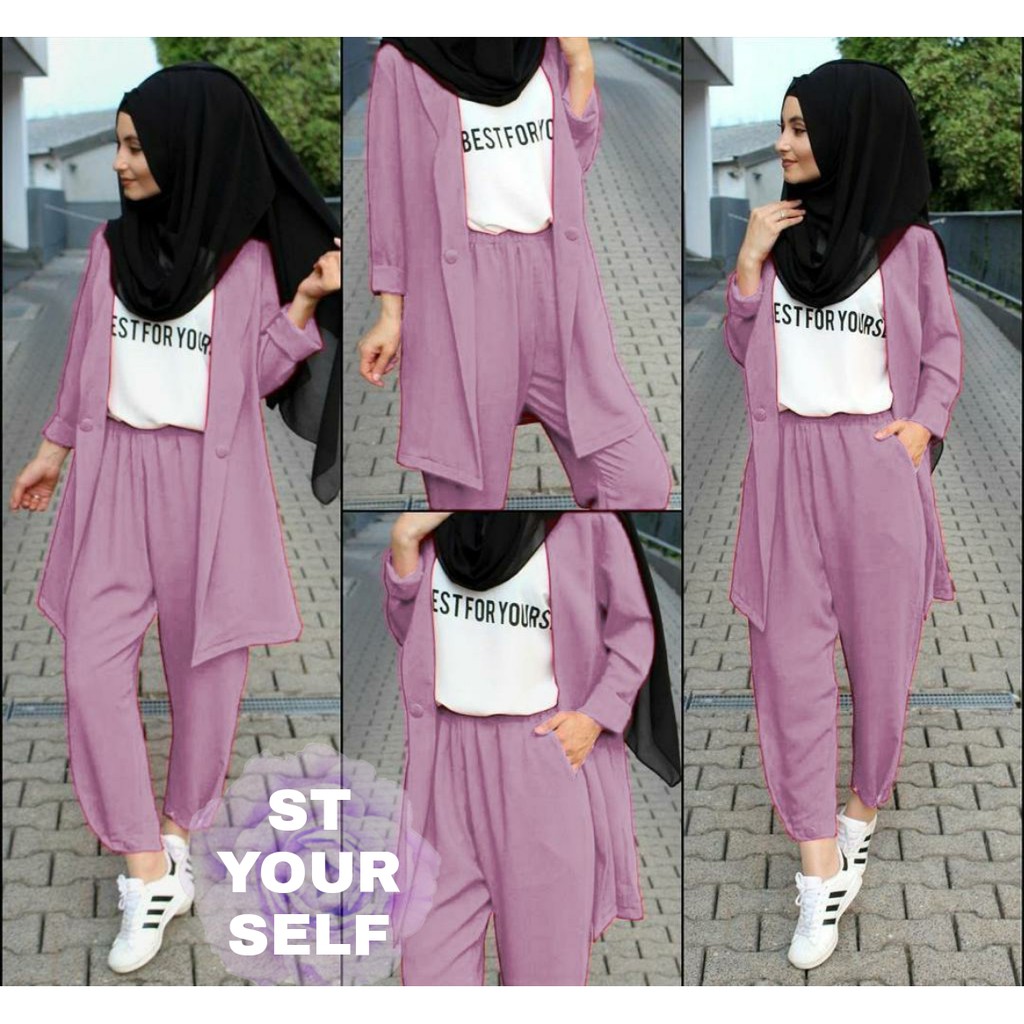 STELAN SELF WANITA / PAKAIAN FASHION WANITA 3in1 lengan panjang