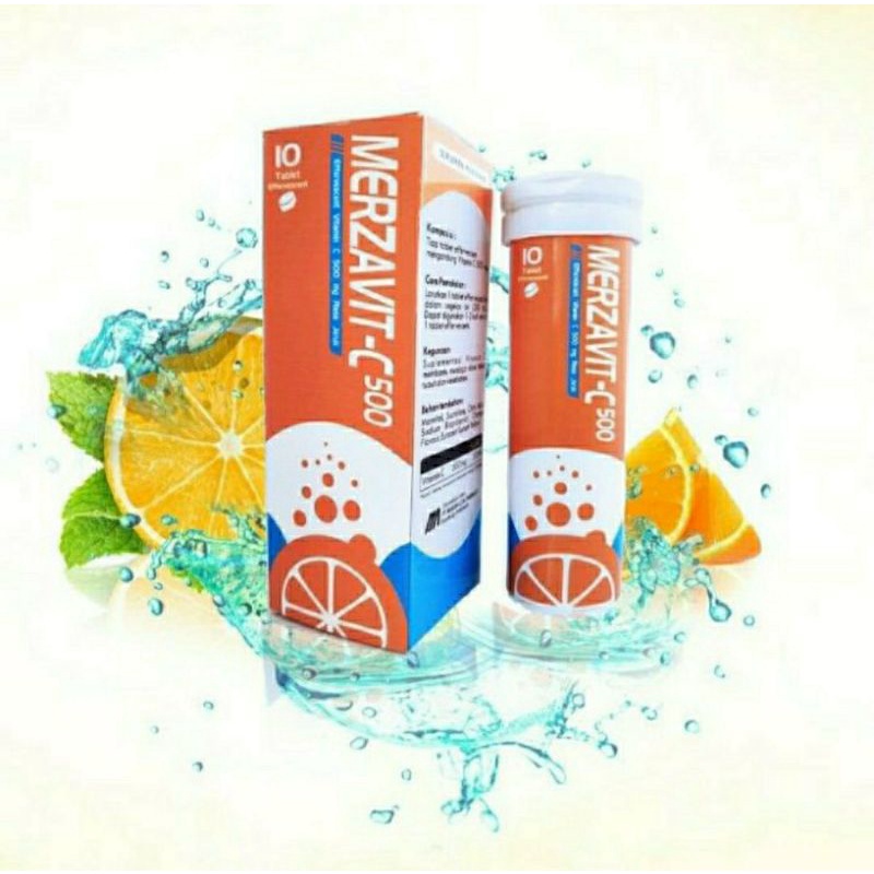 MERZAVIT VITAMIN C 500 MG RASA JERUK 10 TABLET EFFERVESCENT ORIGINAL