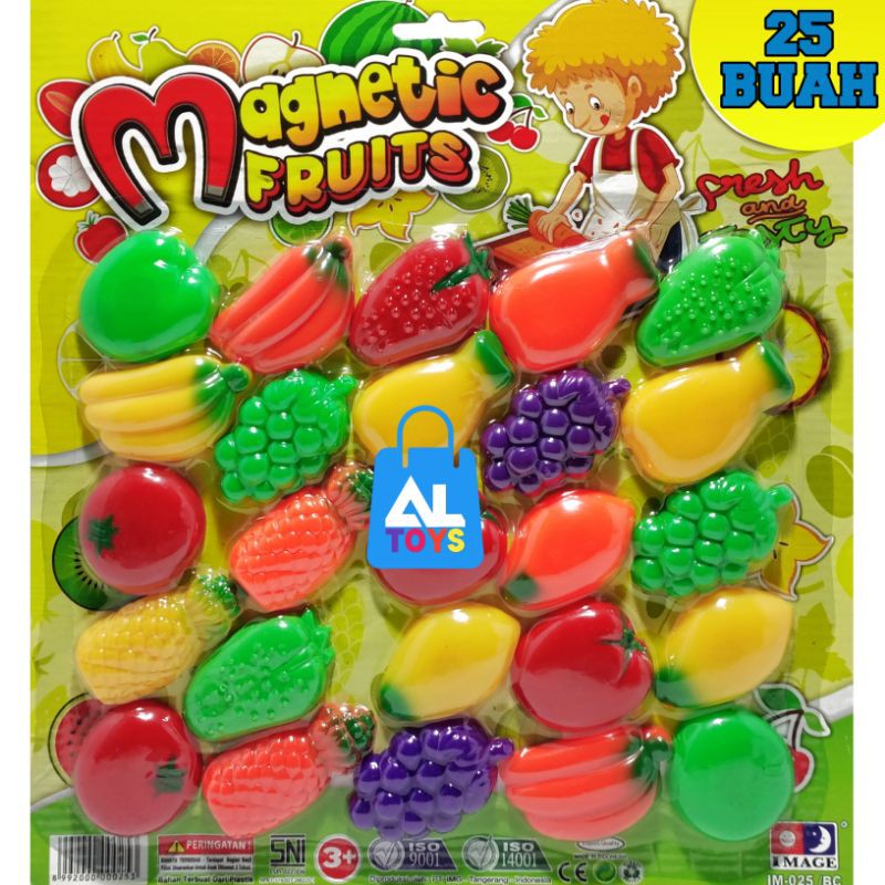 Buah Hiasan Kulkas Magnetic Fruits / Magnet Penempel Note Kulkas Isi 25 Buah