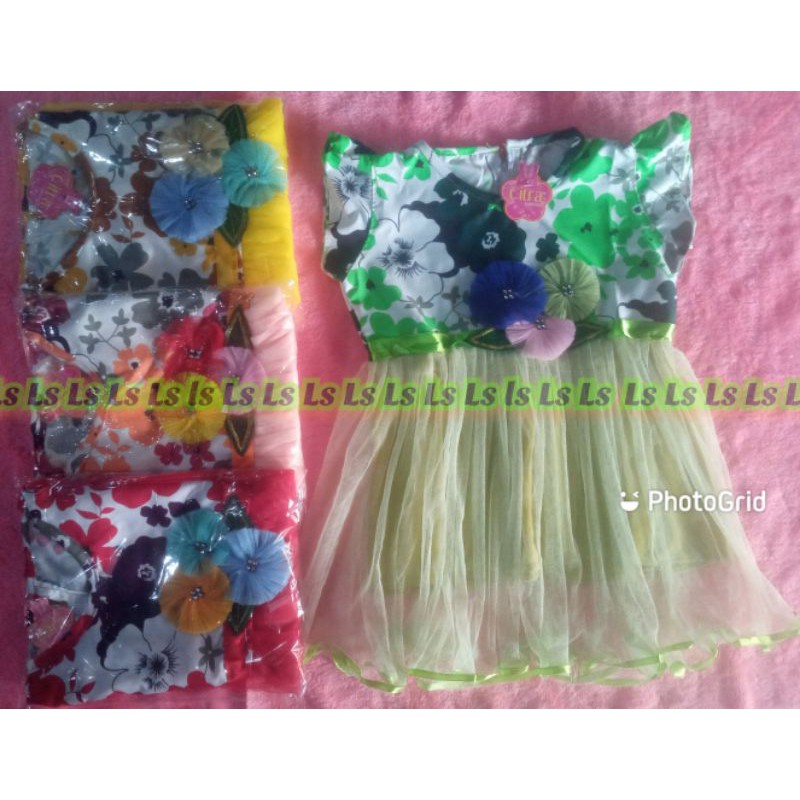 Dress anak tutu tile pesta pita bunga
