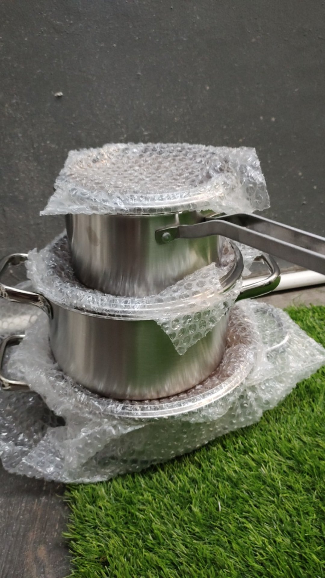 Es Set Panci Stainless Steel Alat Masak 1 Set Isi 3 Set Panci Berbagai Ukuran Panci Serbaguna