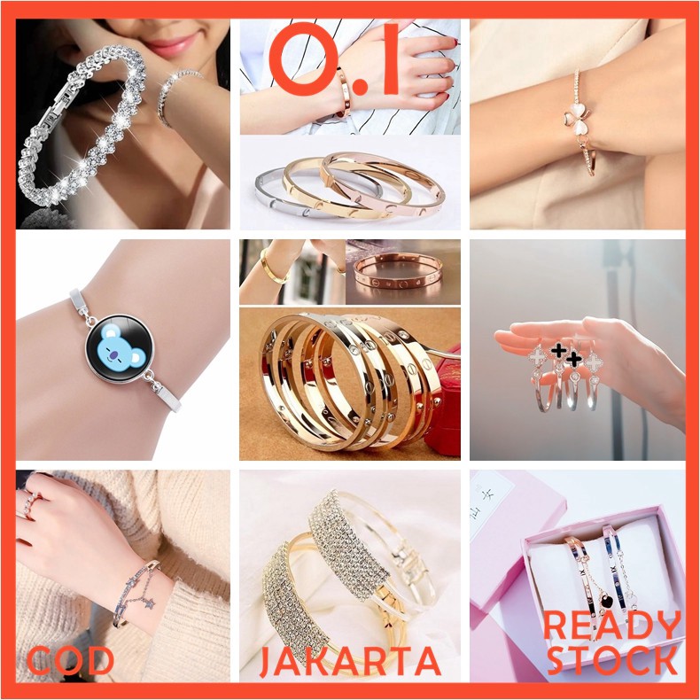 Gelang Titanium Permata Anti Karat Fashion Korea